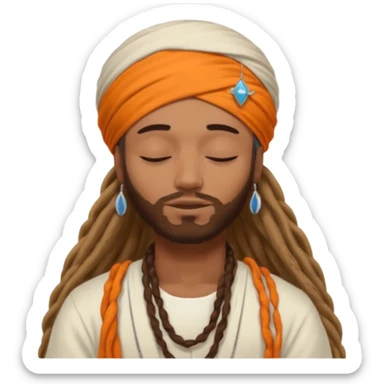 Brownskin man with long dreadlocks add a white turban on his head orange shirt sleeping with zzz above his head sticker