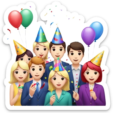 Party celebration with confetti and balloons sticker