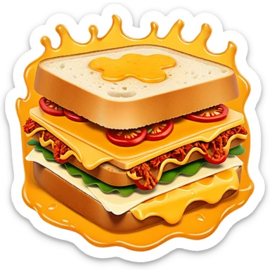 spicy sucuk sandwich object icon, toasted bread, sliced spicy sucuk inside, melted cheese, red chili peppers, steam coming out, 3D cartoon, mobile game icon style, centered, clean background, soft shadow, no text, no watermark
 sticker