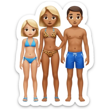 a girl wearing cheetah print bikini standing with a boy wearing shorts  sticker