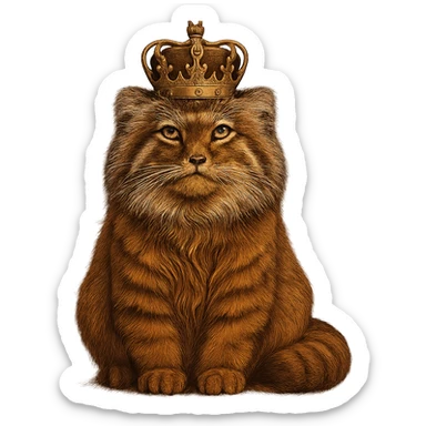 A royal Pallas's cat (Manul) in brown-orange colors, majestic and regal sticker