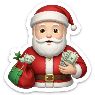 Um emoji de um  papai noel segurando um saco de dinheiro sticker