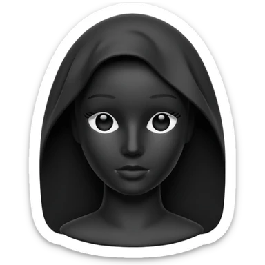Matte black mannequin in the style of a default avatar. Monochrome with no lines. Minimalistic flat vector icon, iOS style, thin black contour on white. Completely black eyes are not just pupils sticker