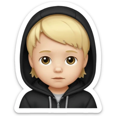 baby with blonde hair and black hoodie sticker