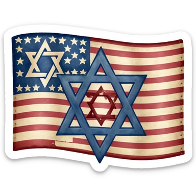 United States flag with a swastika symbol and star of david symbol on the flag sticker