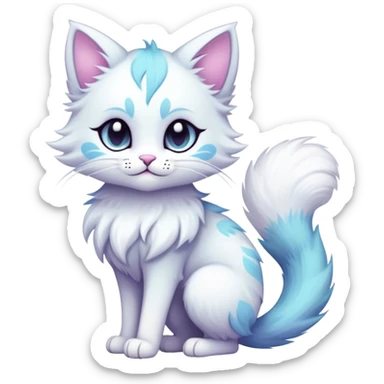 Kawaii dark edgy fantasy pastel ethereal feline fursona animal creature with a tufted tail full body sticker