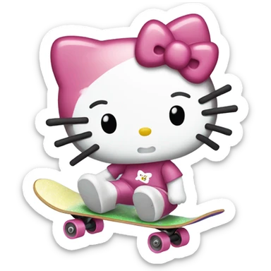 Hello kitty on a skateboard  sticker