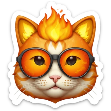 Cat with sunglasses in fire form sticker