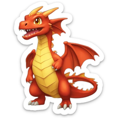 dragon rouge Pokémon dracofeu gros queue en feu sticker