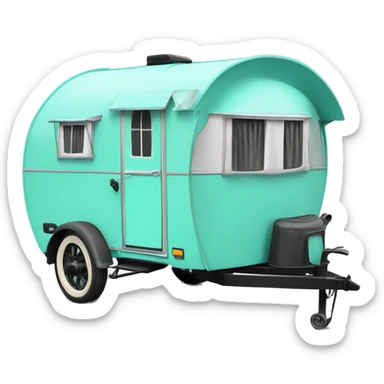 Realistic tiffany blue vintage round gypsy caravan wagon camper sticker