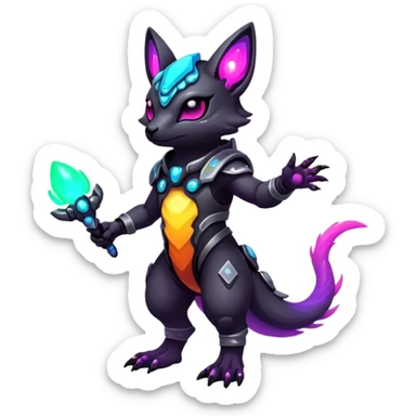 Epic Edgy Cute Colorful Vibrant Dark Nebula Modern Vernid-Protogen-creature-animal, full body sticker