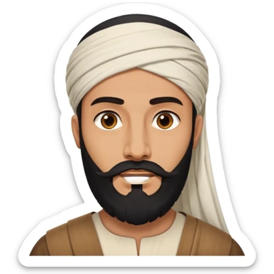 arab with black beard and defined jaw wearing white kandura sticker