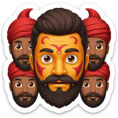 Ravanasura with beard and mustach young beautiful and terror with ten heads sticker