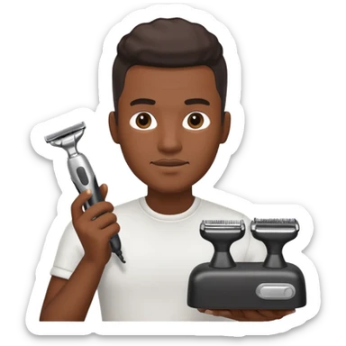 black hairdresser man with shaving machine sticker