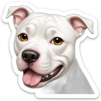 White staffordshire bull terrier is crying sticker