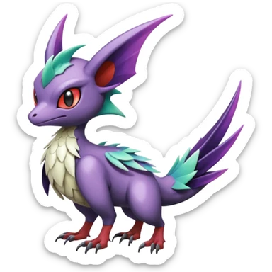 Shiny Cute Noibat-Noivern-Silvally-Fakémon-hybrid-creature (full body)  sticker