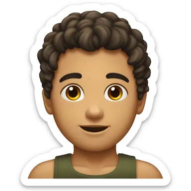 niño de piel morena con pelo moreno rizado muy corto ojos oscuros sticker