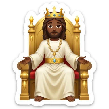 Dark skin Jesus on his heavenly Throne with Gold crown sticker