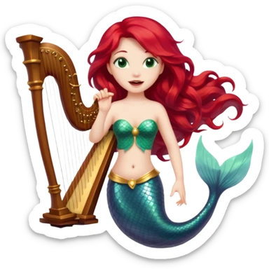 Singing Mermaid – Holding harp sticker