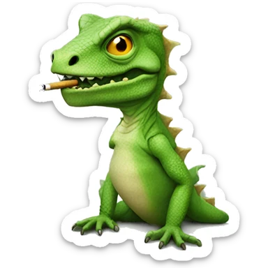 big but lizard smoking a cigarette  sticker