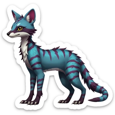 Feral Rare Fantasy dark vibrant Vernid-Sergal-Genet-species-animal-creature by LiLaiRa, random markings, tufted ears, full body, 4 legs sticker