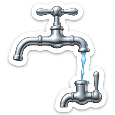 
water pouring from an OLD tap, 1980 sticker