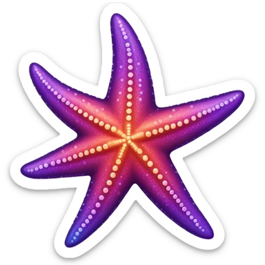 color gradient between red and purple glitter cute starfish sticker