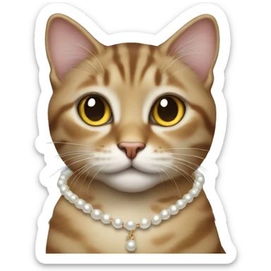 Tabby female cat with pearl necklace  sticker