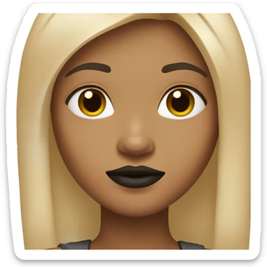 Light skin girl with black straight here and brown lips sticker