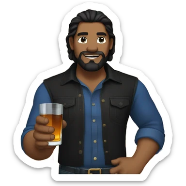 julian trailer park boys (bulky man with longer black hair, a black goatee, a black shirt, blue jeans, blue eyes, and a shot glass of whiskey) sticker