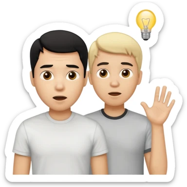 light skin black hair man surprised talking with a light skin and blonde hair man sticker