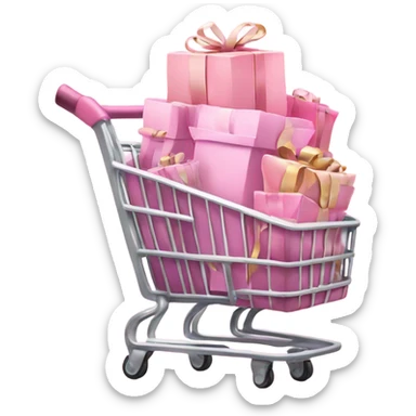 shopping cart full of light pink gift bags sticker
