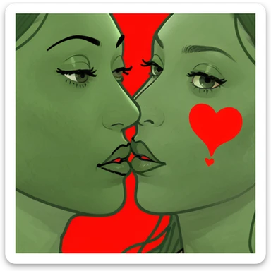 Mixed Girl kissing heart sticker