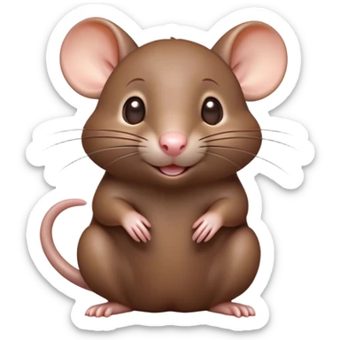 Cinematic Cute Brown Rat Portrait Emoji, Head tilted playfully and inquisitively, with a compact, nimble build and a glossy brown coat accentuated by a twitching nose and round, sparkling eyes full of curiosity, Simplified yet irresistibly adorable features, highly detailed, glowing with a warm, friendly glow, high shine, affectionate and clever, stylized with a touch of urban whimsy, soft glowing outline, capturing the essence of a mischievous yet loving rat that feels like it could dart out of the screen into your arms! sticker