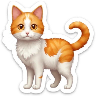 full body of tiny + skinny ginger and white cat with deep orange eyes sticker