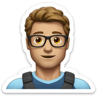 bodybuilder man with brown hair and glasses without beard  sticker