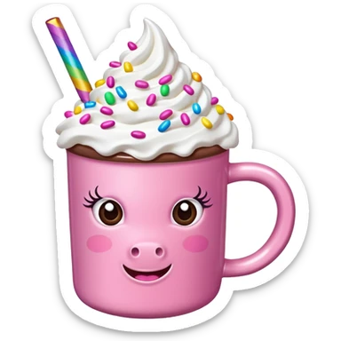 Make a pink unicorn hot cocoa sticker