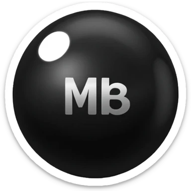 Black Ball with MB written on it. Nothing else no holes. sticker