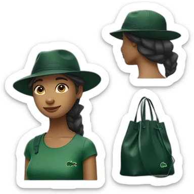 Lacoste bag girl with black lacoste hat sticker
