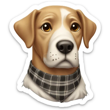 old dog with plaid collar sticker