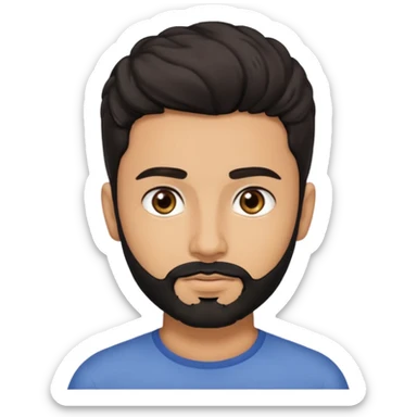 young lightskin Pakistani man with black beard wavy short hair and almond shaped brown eyes and thick eyebrows sticker