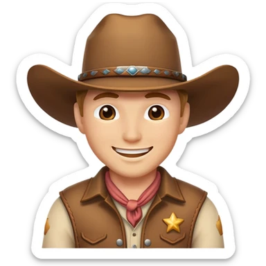 cowboy emoji, whos blushing and smiling sticker