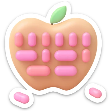 pastel pink pills in a beige blister pack, soft and cute, pastel colors, 3D Apple emoji style sticker