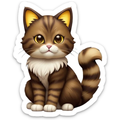 cinematic-[showshoe cat]-realistic-full-body-sitting-emoji,-tail-curled-playfully-around-its-paws,-head-tilted-dramatically,-fluffy-[dark brown mask]-fur,-simplified-yet-realistic-focused-features,-highly-detailed,-glowing-with-an-almost-sarcastic-glow sticker