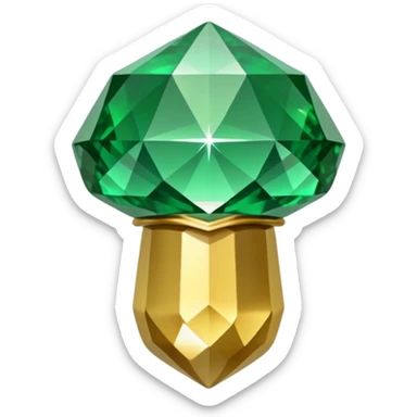 sparkling emerald Acorn like diamond with stem made of gold sticker