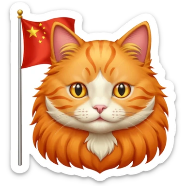 Orange Cat With the Flag of China in the backgorund sticker