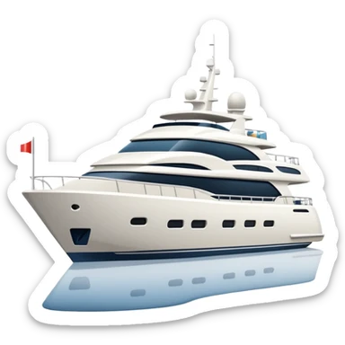 regular sized yacht facing to the left on white background sticker