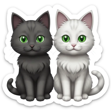 2 different coloured grey cats including one dark grey and white cat and one completely solid dark grey cat with green eyes and only white paws sticker
