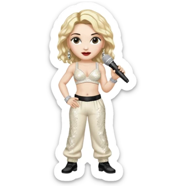 Madonna with ivory sequin bra, ivory sequin baggy pants  sticker