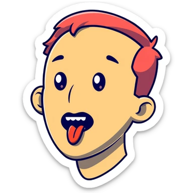 profile view of a man sticking his tongue out, facing left sticker